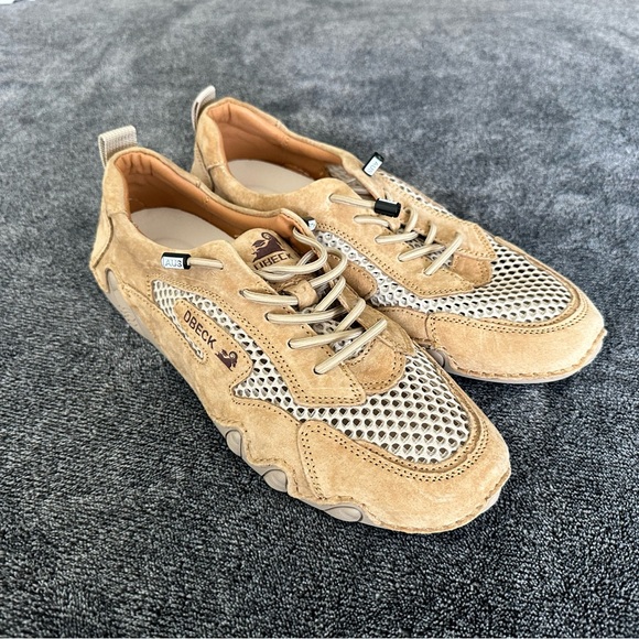 DBECK Men's Lightweight Beige Mesh Suede Casual Sneakers, Size 9 (US), 42 (EU) - Picture 3 of 6